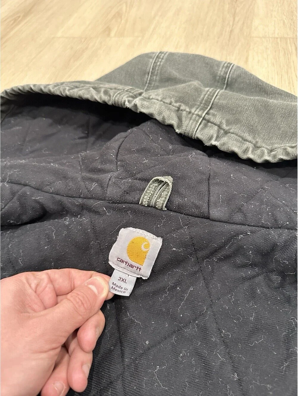 Vintage Carhartt Active Jacket J130 MOS 2XL Faded Green Canvas Workwear Distress